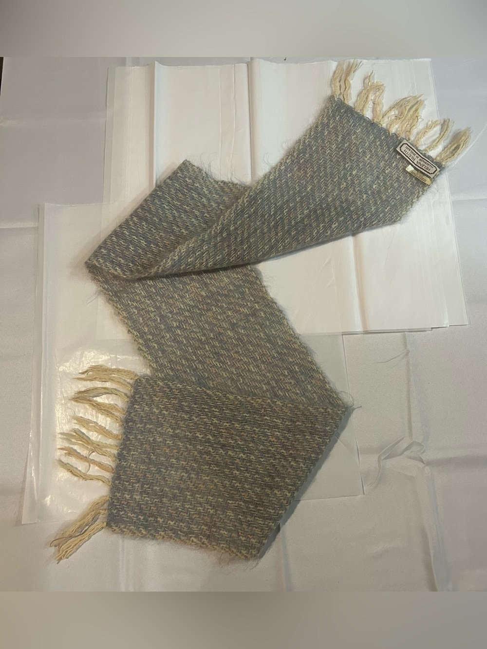 Vtg Helena Ruuth Handmade MOHAIR /WOOL Scarf Ireland Neutrals